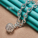 925 Silver Hollow Ball Necklace Bracelet Set Wedding Charm Jewelry