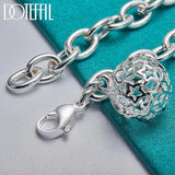 925 Silver Hollow Ball Necklace Bracelet Set Wedding Charm Jewelry