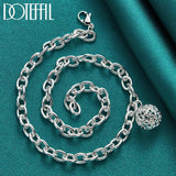 925 Silver Hollow Ball Necklace Bracelet Set Wedding Charm Jewelry