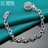 925 Silver Hollow Ball Necklace Bracelet Set Wedding Charm Jewelry