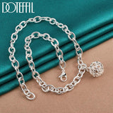 925 Silver Hollow Ball Necklace Bracelet Set Wedding Charm Jewelry