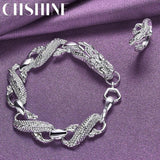 925 Silver Dragon Bracelet Open Ring for Women Men Party