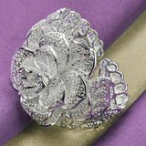 925 Silver Flower Bangle Bracelet Ring Set
