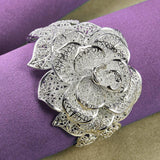 925 Silver Flower Bangle Bracelet Ring Set