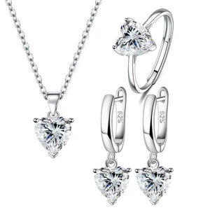 Heart Zircon Silver Jewelry Set for Women