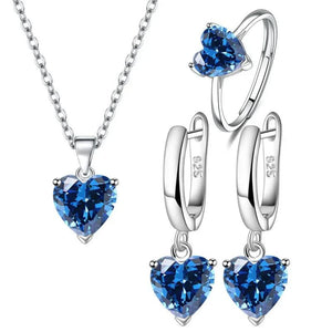 Heart Zircon Silver Jewelry Set for Women
