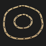 925 Silver 18K 8MM Geom Chain Bracelets Necklace Wedding Jewelry Set