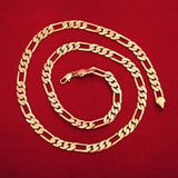 925 Silver 18K 8MM Geom Chain Bracelets Necklace Wedding Jewelry Set