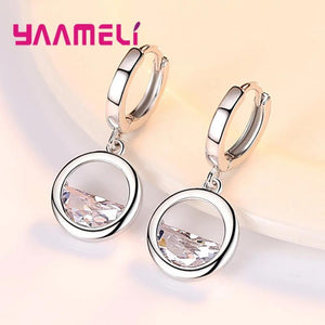 925 Silver Crystal Necklace Earrings Set - Water Pool Dress Jewelry