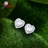 925 Silver Heart Jewelry Set Cubic Zircon Ring Necklace Earrings