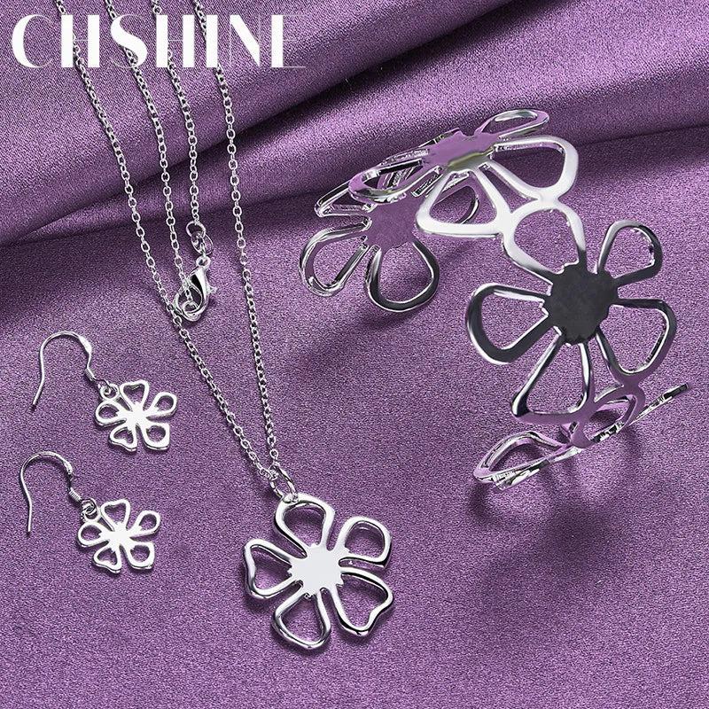 925 Sterling Silver Flower Jewelry Set