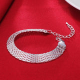 925 Sterling Silver Net Chain Bracelets Necklaces for Women