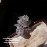 925 Silver Camellia Flower Jewelry Sets with CZ