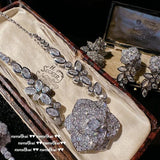 925 Silver Camellia Flower Jewelry Sets with CZ