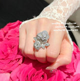 925 Silver Camellia Flower Jewelry Sets with CZ