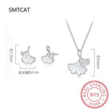 925 Silver Shell Ginkgo Leaf Set Necklace+Earrings