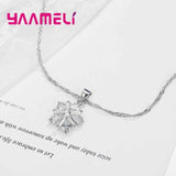 925 Silver Jewelry Set Austrian Crystal Women Flower Earrings Necklace