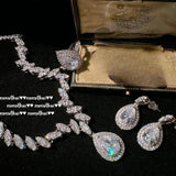 CZ Jewelry Set 925 Silver Wedding Engagement Bride Ring Earring Necklace