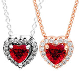 Rose Timeless Elegance Heart Red Crystal Necklace 925 Sterling Silver