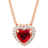 Rose Timeless Elegance Heart Red Crystal Necklace 925 Sterling Silver