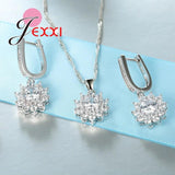 AAA Zircon Crystal Sterling Silver 925 Necklace Snowflake Shaped Set