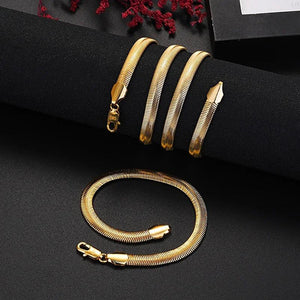 925 Silver Plated 18K 6MM Snake Bone Sets Men Women Gift