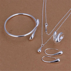 925 Silver Charms Pendant Bracelet Earrings Set for Women