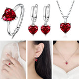 Crystal Heart Jewelry Set 925 Silver Wedding Accessories