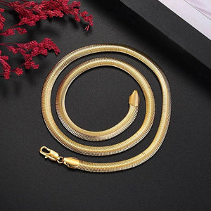 925 Silver 24K Plated 6mm Snake Bone Jewelry Set