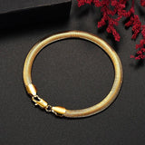 925 Silver 24K Plated 6mm Snake Bone Jewelry Set
