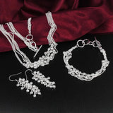 925 Silver Wedding Beads 18in Necklace Earring Bracelet Set