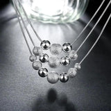925 Silver Fringed Beads Necklace Earrings Set for Women