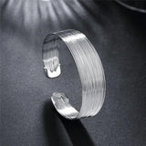 925 Silver Chain Open Bangle Bracelet Earrings Ring Set