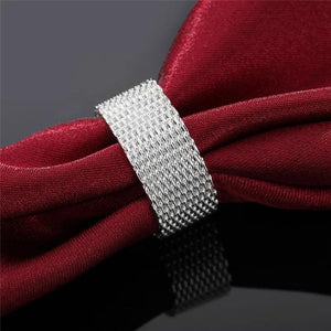 925 Silver Bangle Rings Earrings Bracelets Set Fine Weave Net Party Christmas