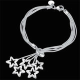 925 Silver Jewelry Set for Women Wedding Star Bracelet Necklace Earring