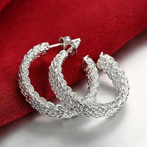 925 Sterling Silver Jewelry Set Fine Weave Net Party Christmas