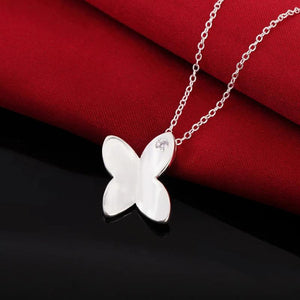 925 Silver Crystal Butterfly Pendant Necklace Earrings Rings Set