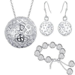 925 Silver Ball Pendant Set for Women
