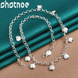 925 Silver Chain Necklace & Bracelet Set Classic Jewelry For Woman