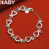925 Silver Heart Bracelet Earrings Set Wedding Jewelry