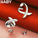 925 Silver Heart Bracelet Earrings Set Wedding Jewelry