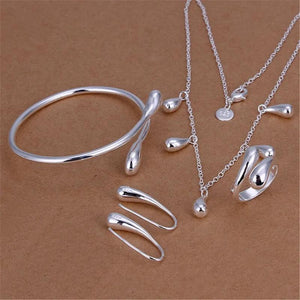 925 Sterling Silver Water Droplets Jewelry Set for Women