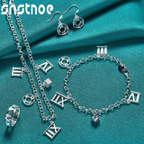 925 Sterling Silver Jewelry Set Roman Numerals Party Holiday Set