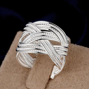 925 Sterling Silver Wide Weave Cuff Bangle Set