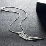 925 Silver Jewelry Set Tassel Necklace Earrings Party Wedding