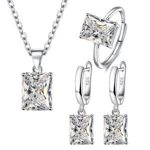 925 Silver Zircon Wedding Jewelry Set