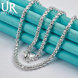 925 Silver High 4mm Thick Chain Set Gift Women Party Wedding Charm