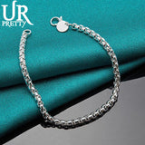 925 Silver High 4mm Thick Chain Set Gift Women Party Wedding Charm