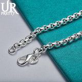 925 Silver High 4mm Thick Chain Set Gift Women Party Wedding Charm