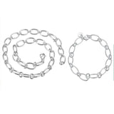 925 Sterling Silver Circle Necklace Bracelets Set Wedding Jewelry